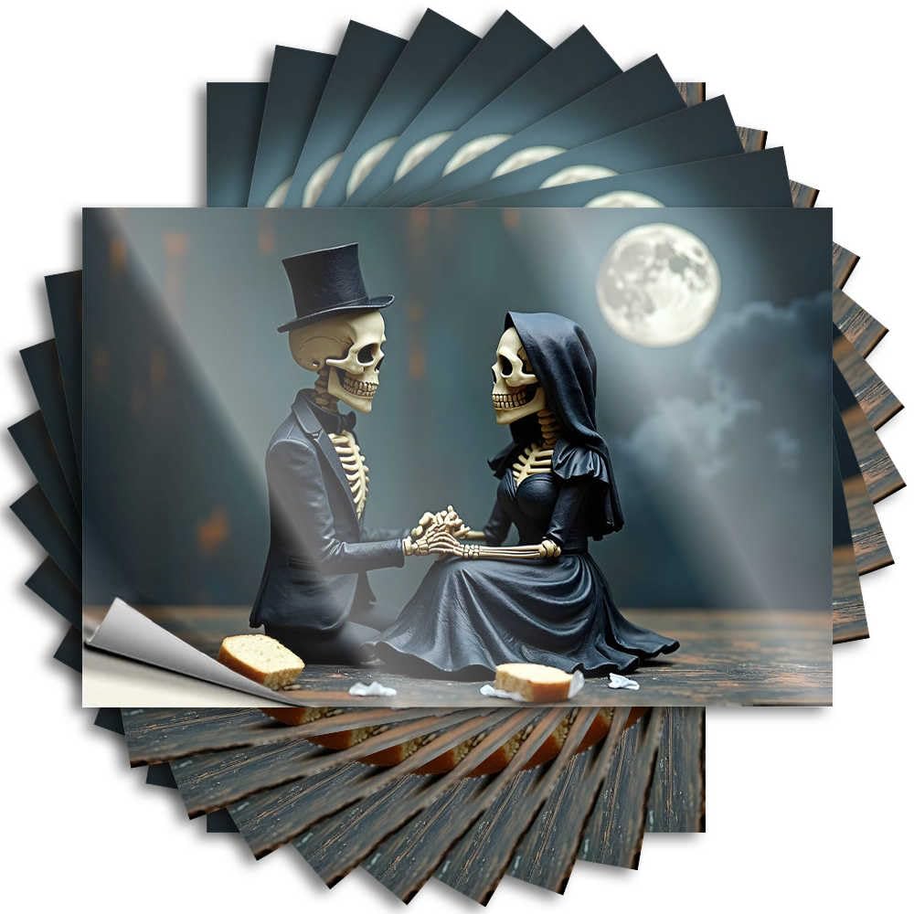 Decal Retro, Free Garage Romantic Skeleton Couple Under A Full Moon | Spring Porch Decor(8X12CM)