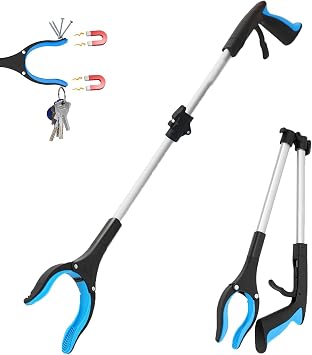 26" Litter Pickers Grabber Stick, Helping Hand Grabber for Adults, Disabled, and Elderly, Heavy Duty Pick Up Stick 26" Blue