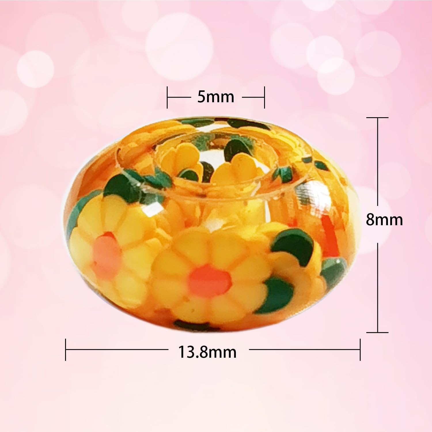 AIPRIDY Girls' Lucky Beads Lover Amber Beads, Big Hole Spacer Beads European Craft Beads for DIY Charms Bracelet Jewelry Making (Sun) - Image 4