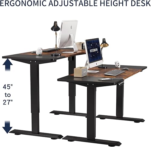 Miniatura 32 de Escritorio eléctrico de pie de 48 pulgadas con puerto de carga USB, escritorio de pie ajustable en altura con preajustes de memoria, amplio Marrón