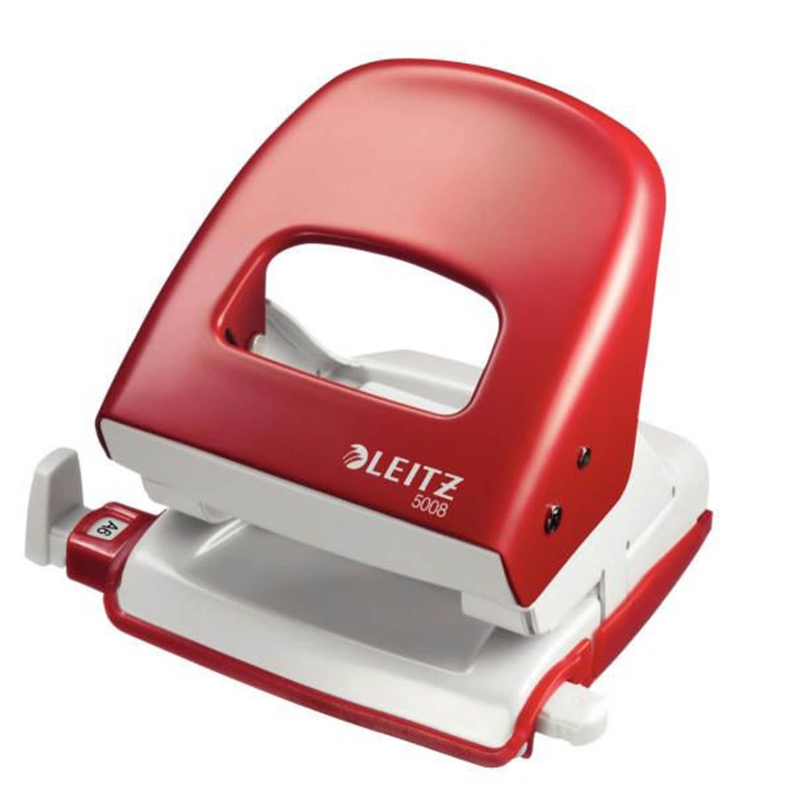 Leitz 5008 NeXXt Series Bürolocher, Metall, bis zu 30 Blatt/Kombi-Set mit Heftgerät + 1000 Klammern extra (rot)