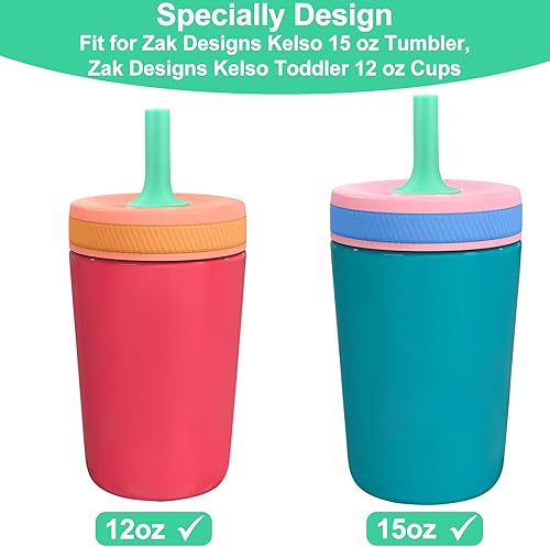 Miniatura 2 de XANGNIER Pajitas de repuesto y válvula de mordida compatible con Zak Designs Kelso botella de agua de 15 onzas, 4 popotes de silicona con cepillo de