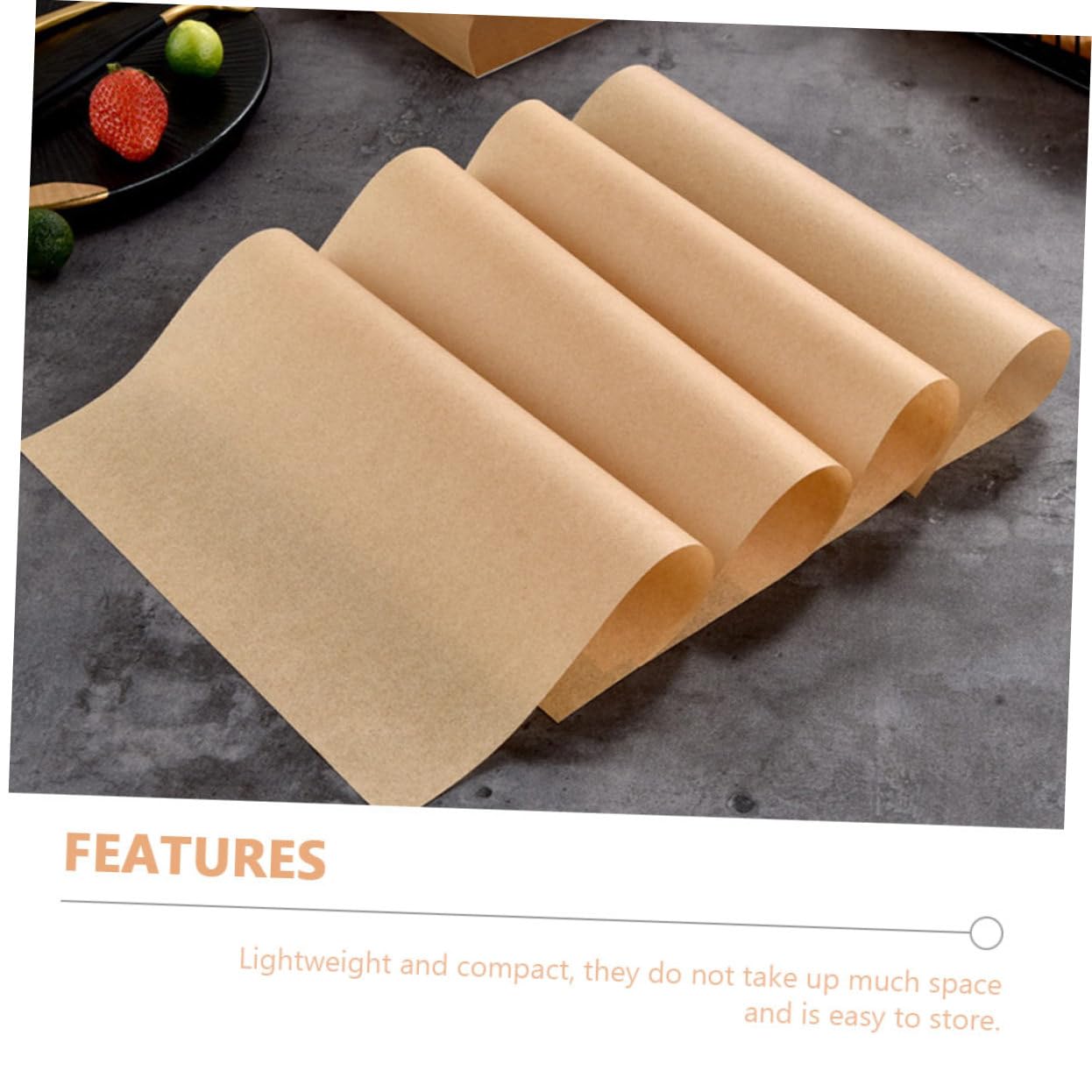 Papel Antigrasa para Alimentos de Papel Kraft Color Caqui 500 Hojas Absorbentes Compacto Adecuado para Hornear y Servir Bocadillos en Horno