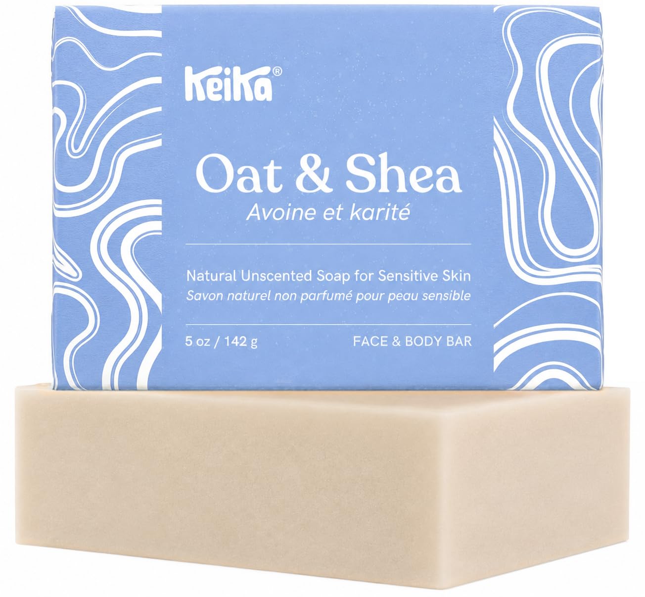 Keika Baby-Haferflocken- und Shea-Seife, geruchlos für Ekzeme, Schuppenflechte, Gesicht, Körper, Babys, Kinder, Jugendliche, Männer und Frauen mit empfindlicher Haut, 150 ml