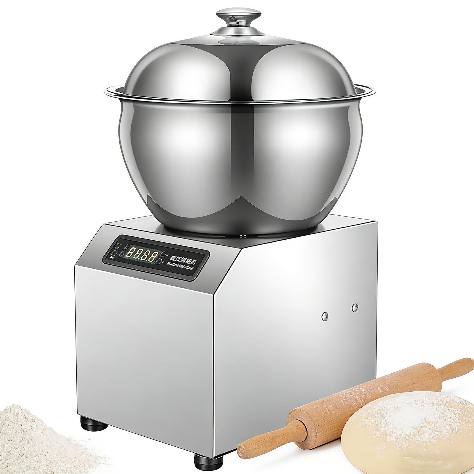 Impastatrice commerciale, impastatrice elettrica a spirale per impasti pesanti da 5 kg/8 kg con ciotola in acciaio inossidabile, controllo touch, timer 0-30 minuti, per ristoranti(8kg)