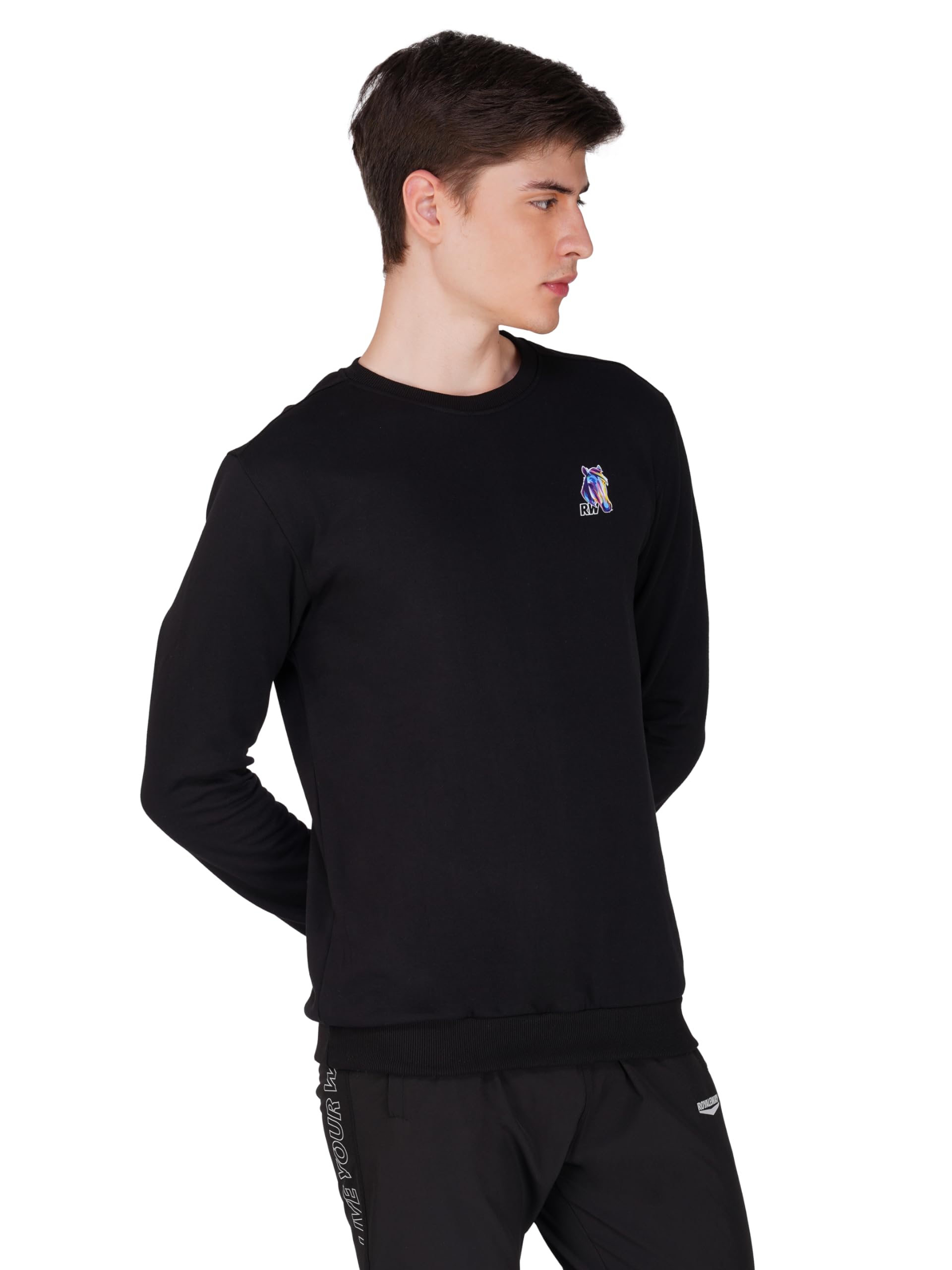 ROYALEWAYFleece Pullover Black Sweatshirt for Men White RW RWM9011/12/13/14