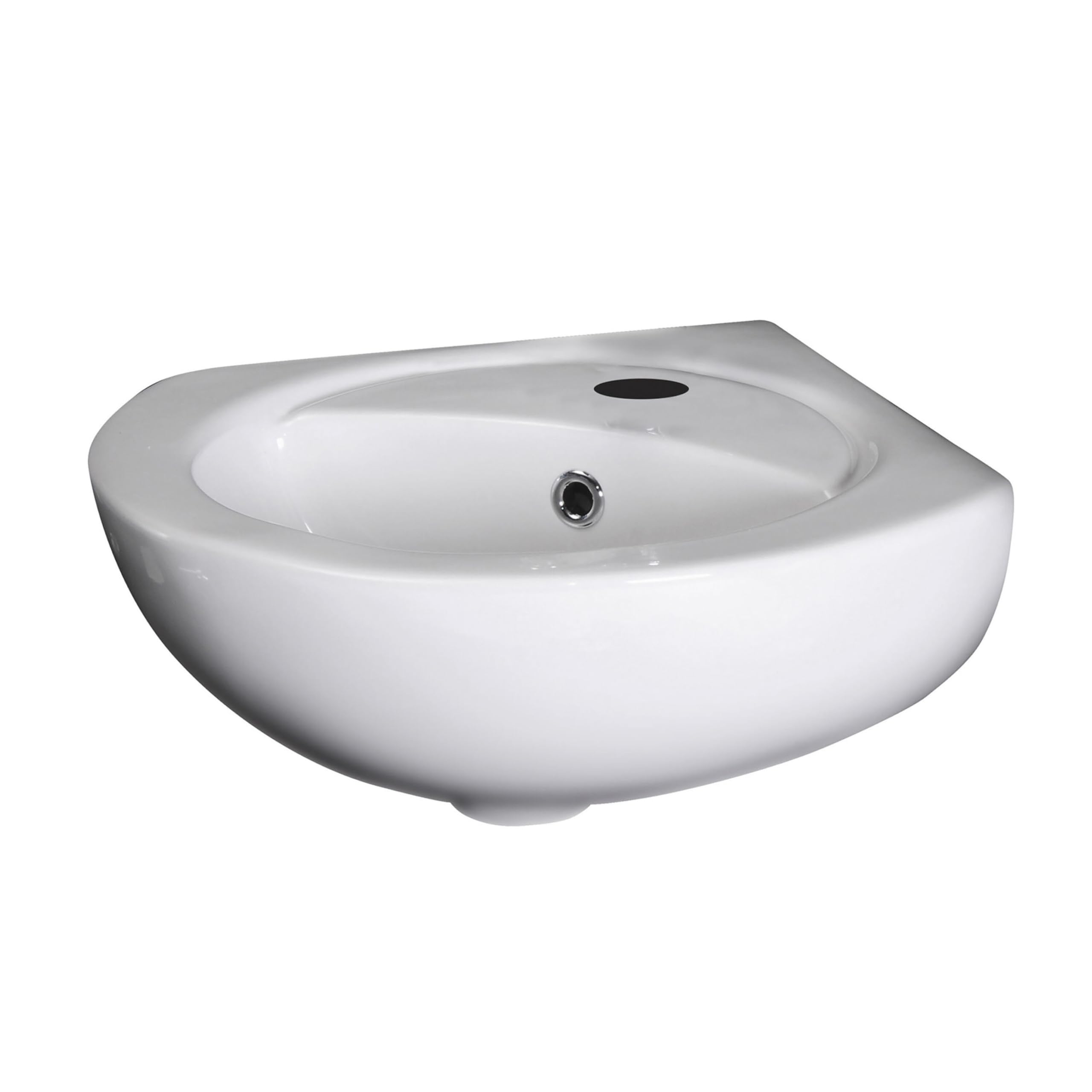 Balterley White 450Mm Corner Bathroom Sink, Wall Hung Ceramic Round Bowl Bathroom Wash Basin Sink With Overflow, 1 Tap Hole, Wall Mounted Basin Sinks For Bathrooms And Cloakroom - 450 X 445 X 165Mm (White)