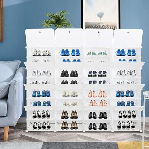 Miniatura 5 de Karl home Zapatero portátil de 12 niveles, 64 pares, estante de almacenamiento de torre ampliable, 12 gabinetes de almacenamiento para tacones,