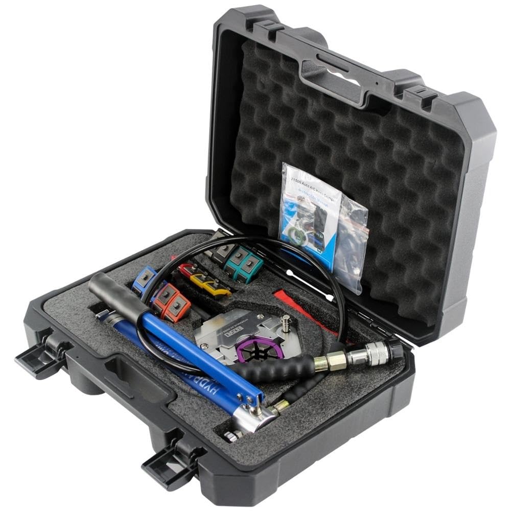 Prensa Multicapa, Crimpadora de manguera hidráulica 71500 Kit manual de crimpadora de manguera de aire acondicionado, herramienta de crimpado de manguera de reparación de aire acondicionado