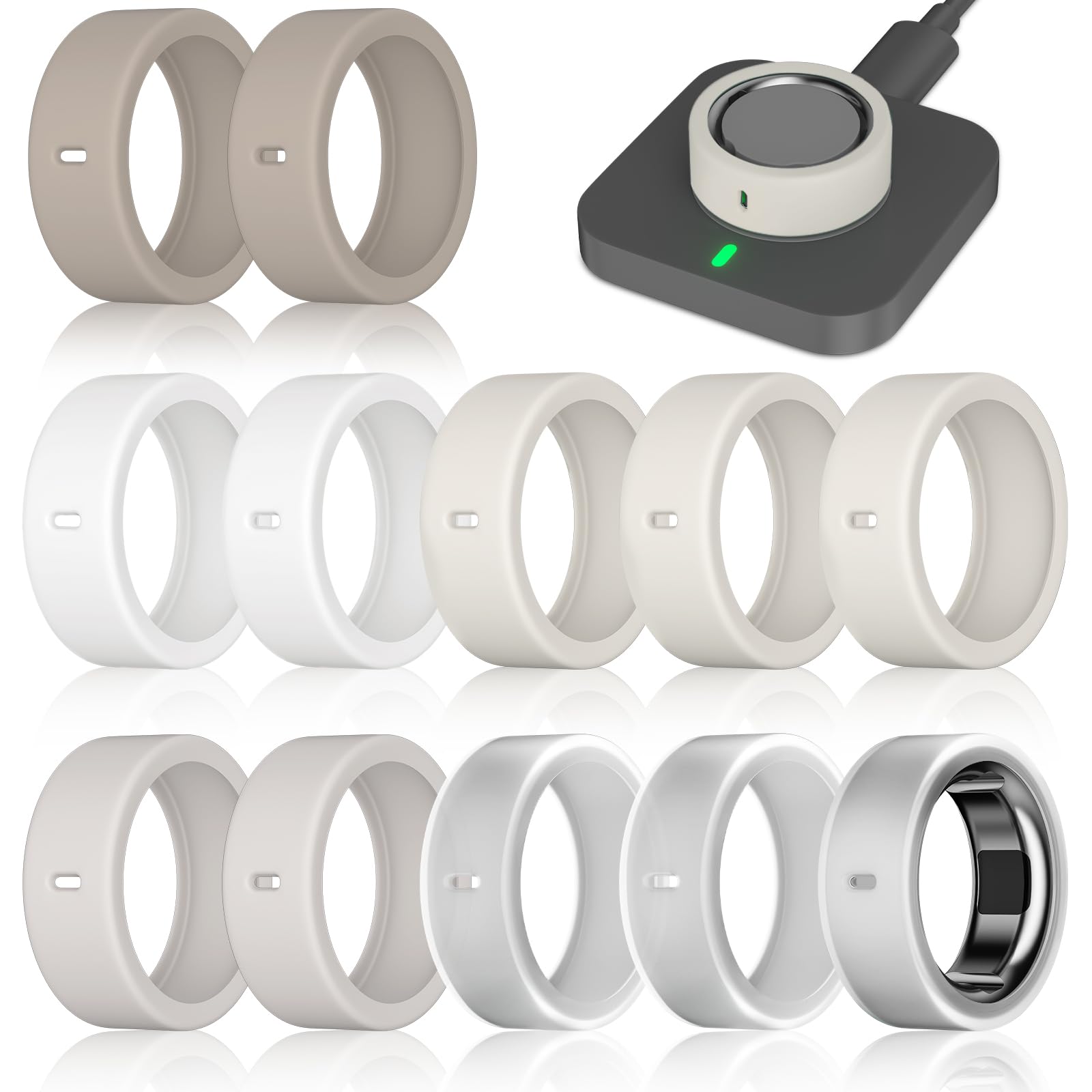 Photo 1 of 12 Pack Ring Cover Compatible with Oura Ring Gen 4/4 Ceramic, Oura Ring Gen 3 Horizon/Heritage, Support Charging with Cover on, Anti-Scratch Elastic Silicone Ring Protector for Men Women Working Out