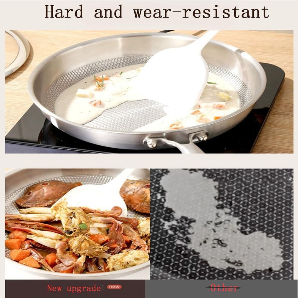 Titanium Pan, Non Stick Titanium Hammered Pans for Cooking, Ultra-Durable, Scratch-Resistant, Even Heating Frying Pans, Dishwasher-Safe, Compatible with All Cooktops,No lid,10.23in