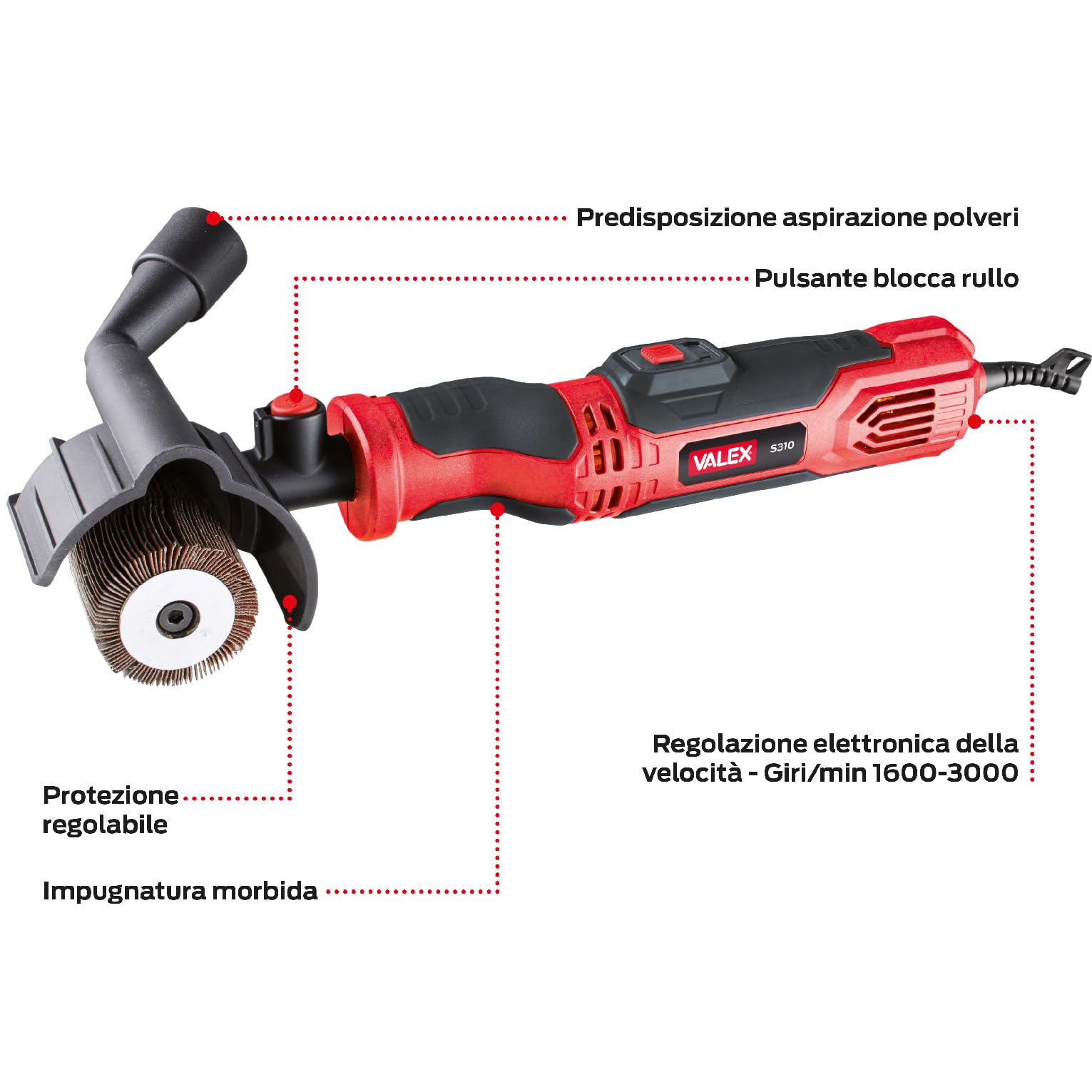 Valex Spazzolatrice Elettrica Compatta S310, 310W, Accessori inclusi