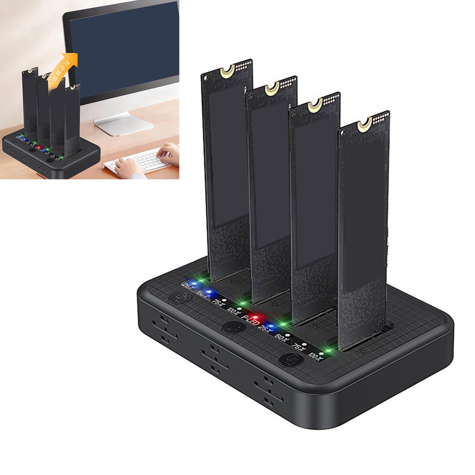 Dock di memoria SSD a 4 slot di tipo C con display luce frontale, 10