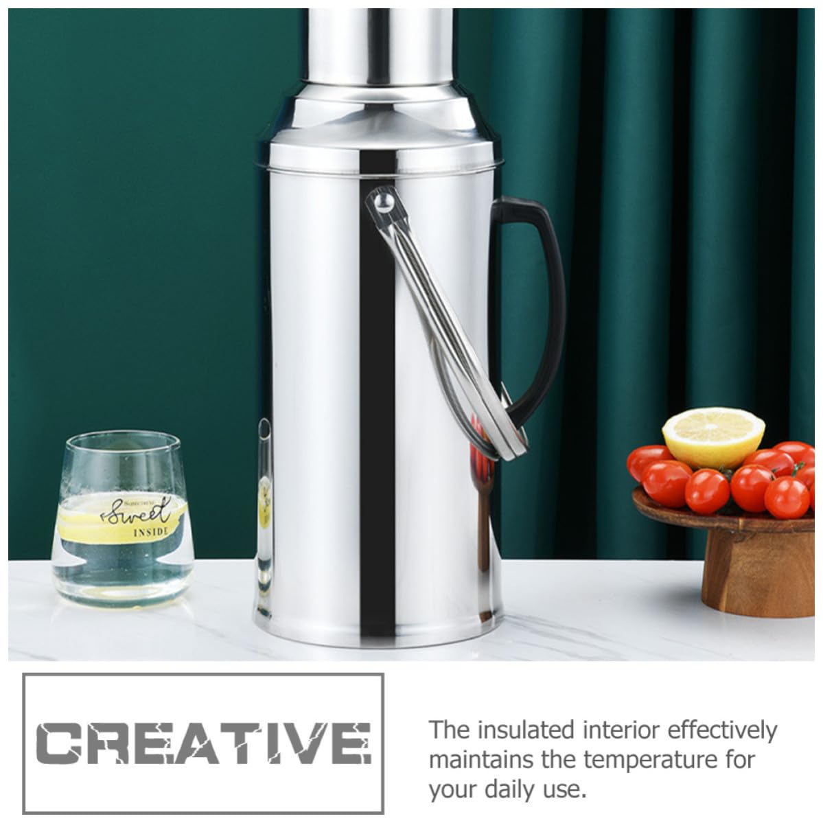 Borraccia Termica in Acciaio Inossidabile da 3,2l Isolamento Sottovuoto, Design Semplice e Capacità Grande per Mantenere Temperatura Bevande Fredde e Calde