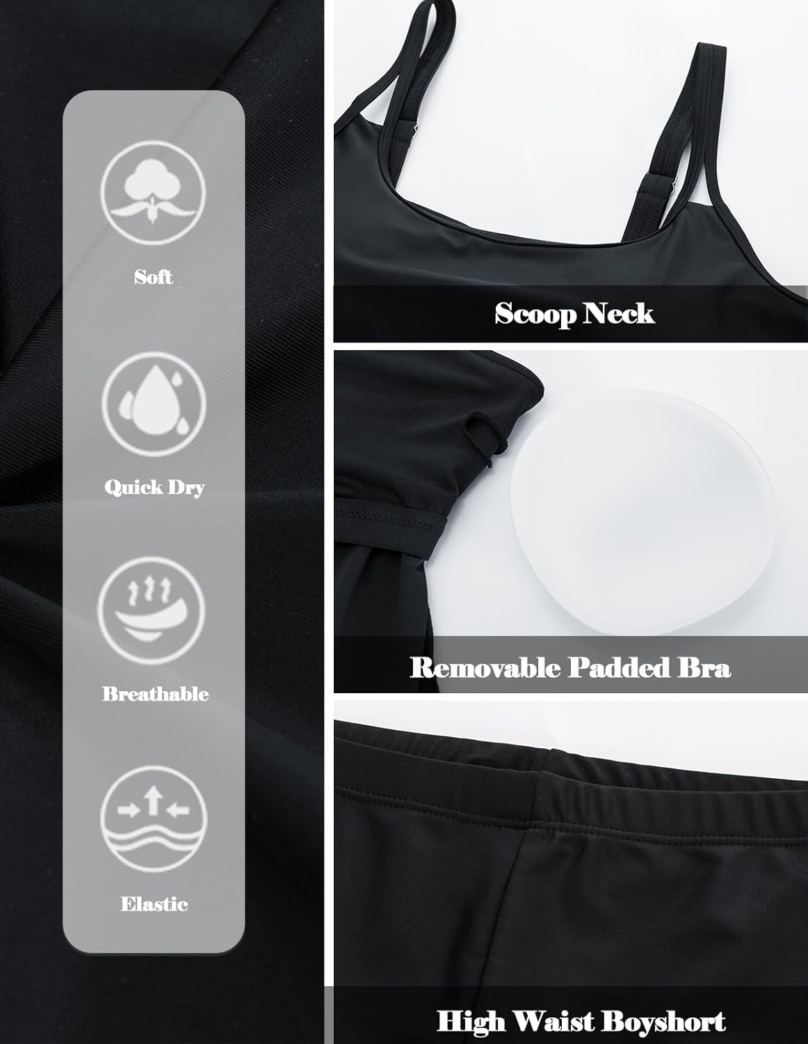 Hanna Nikole Women's Tankini Swimsuits Two Piece Tummy Control Bathing Suit Modest Swim Top with Shorts Plus Size Swimwear - Image 5