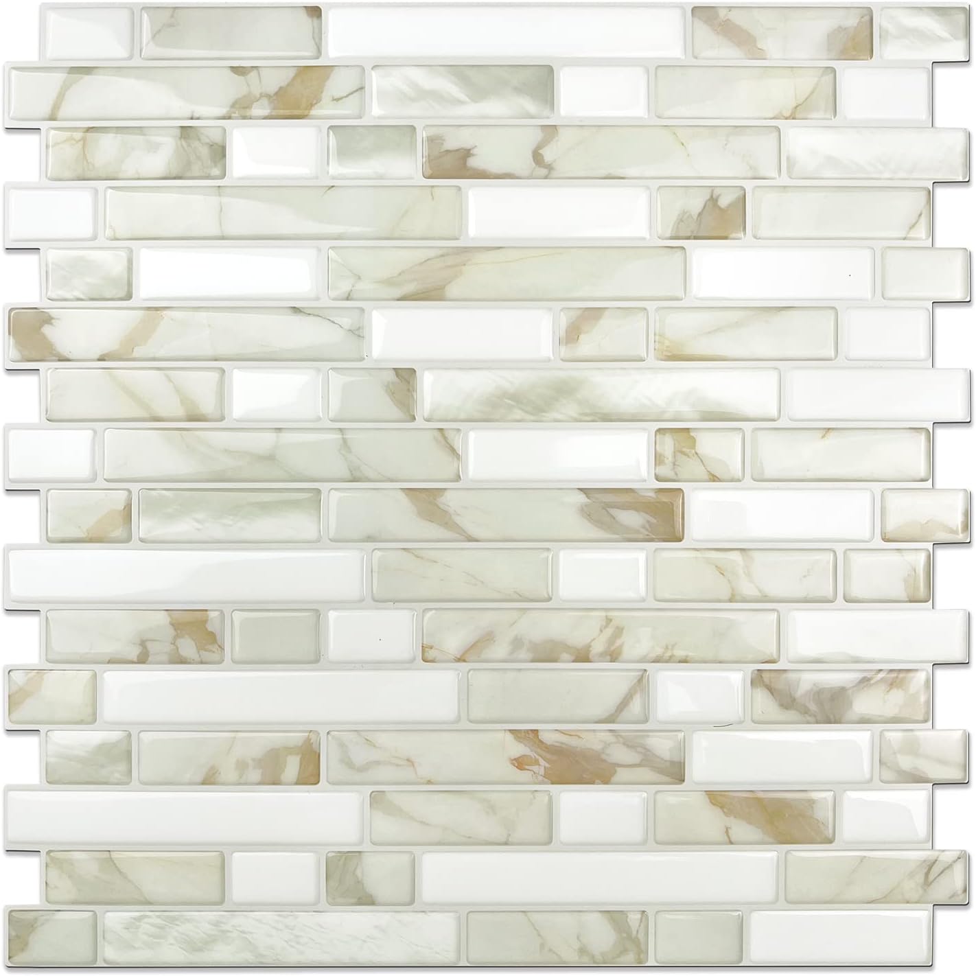 10-Sheet Peel and Stick Tile Backsplash Thicker Design Marble Tiles 12 ...