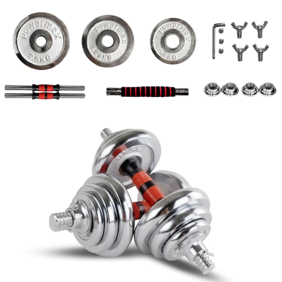 PowerMax Adjustable Dumbbell Set – Iron Coated, Anti‑Slip
