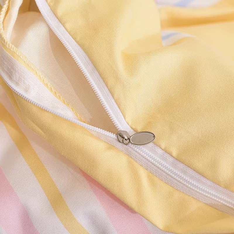Housse de couette jaune beurre parure de lit 140x200 réversible