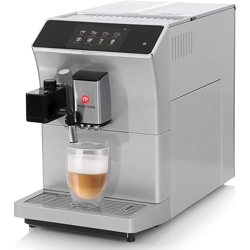Mcilpoog Super Automatic Espresso Coffee Machine,Fully Automatic Espresso Machine With Grinder, Easy To Use Touch Screen Coffee Maker with Milk Frother.16 Coffee Recipes.(WS-203 Silver)