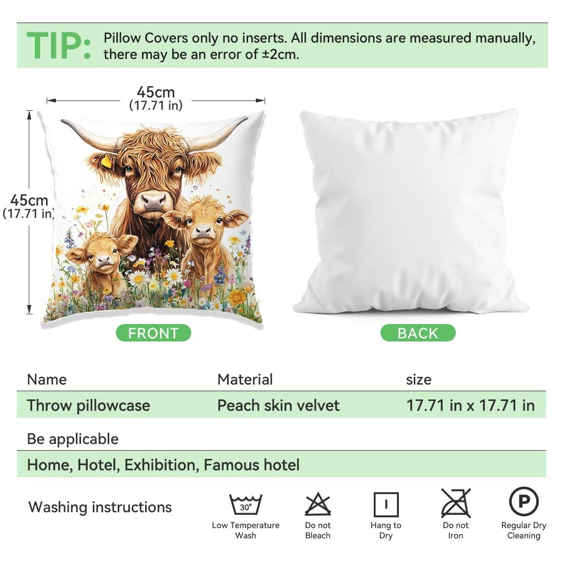 Highland Cow 4 Stuks Kussenhoezen,Kussens Decor voor Thuis Bank Auto Slaapkamer Sofa,Kussenslopen,18x18 Inch