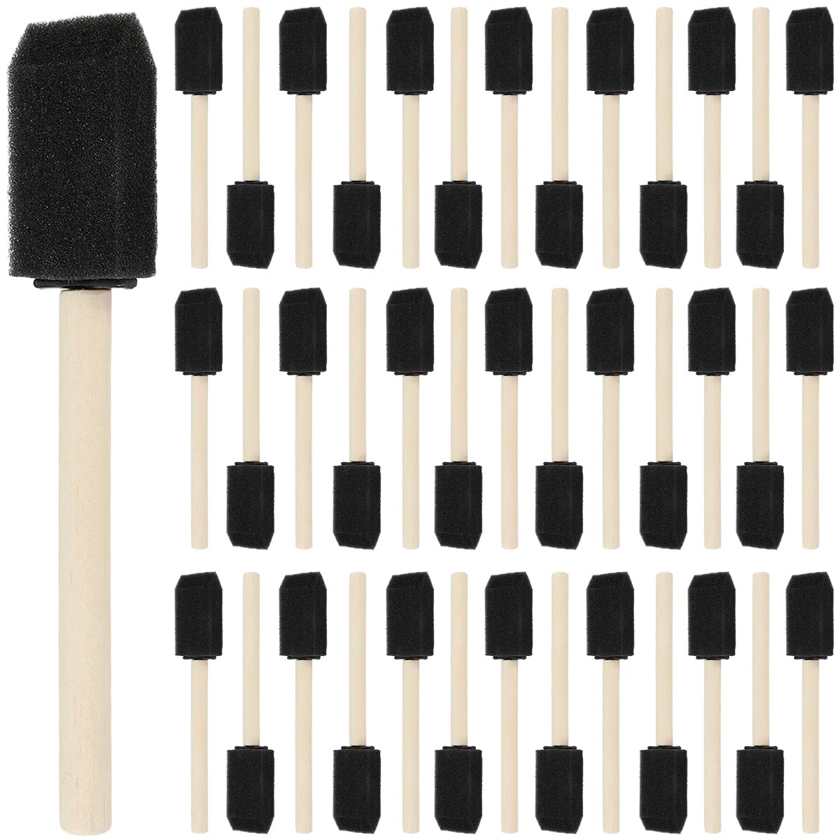 Olrwslg Black 40 Pack Foam Brush Set 2Cm Sponge Paint Brushes With Wooden Handle Diy Graffiti Sponge Brushes Foam Brush Paint Applicators Painting Craft Sponges Tool For Crafting Painting Varnish Cleaning