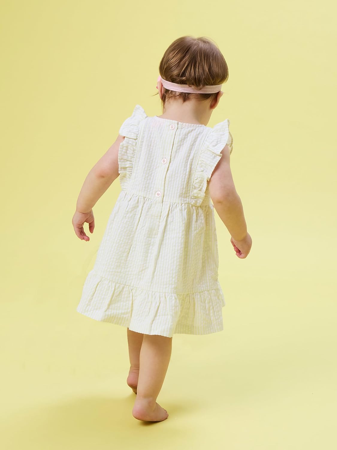 RuffleButts Baby/Toddler Girls Sleeveless Pinafore Bow Dress