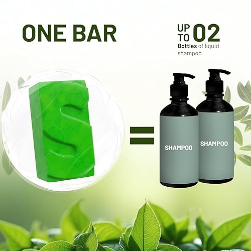 Miniatura 8 de Herbishh Barra de champú Tea Tree & Mint - Barra de jabón de aceite de árbol de té para limpieza de cabello graso y cuero cabelludo - Champú sólido