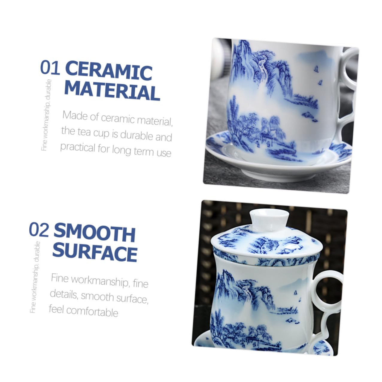 Chinesische Gongfu Teetasse 1 Satz aus Keramik mit Deckel und Untertasse