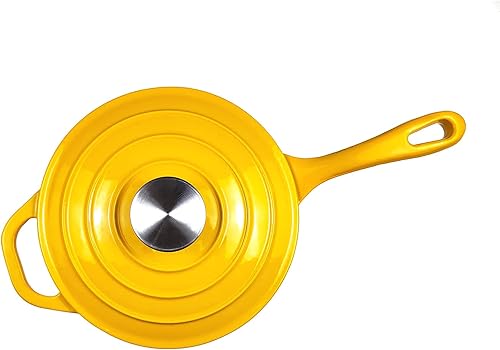 Miniatura 9 de HAWOK Cacerola de hierro fundido esmaltado de 2 cuartos de galón, color azul