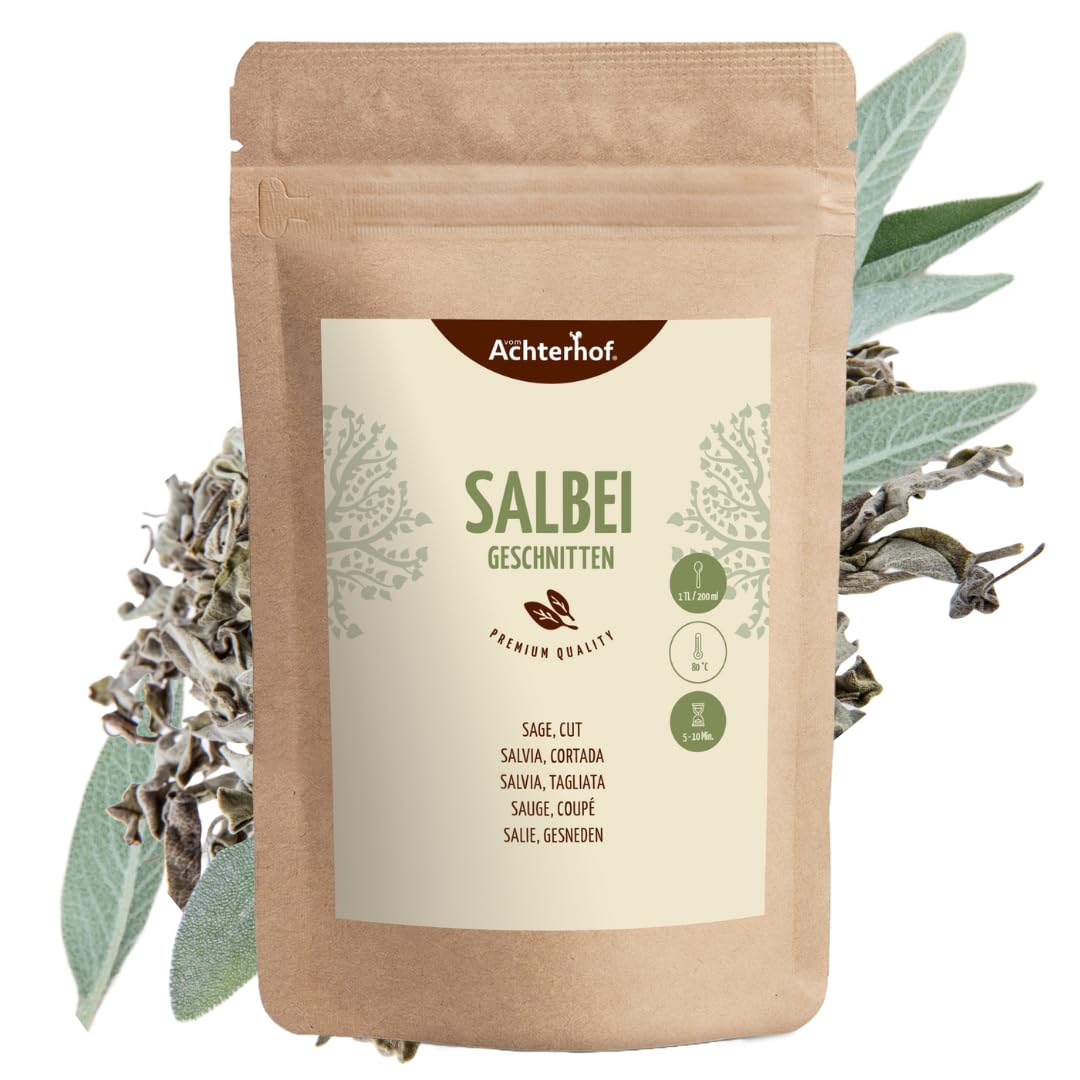 Salbei 500g | Salbeiblätter getrocknet und geschnitten | Salbeitee | Salbei-Gewürz | vom Achterhof