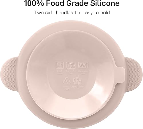 Miniatura 6 de Juego de alimentación de silicona para bebés, paquete de 3 cuencos para bebés con succión y 3 cucharas para bebés y niños pequeños, sin BPA,