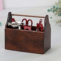 Vista 5 de eecoo - Caja de herramientas para casa de muñecas, caja de herramientas en miniatura de madera, modelo para casa de muñecas 1/12, accesorios con 8
