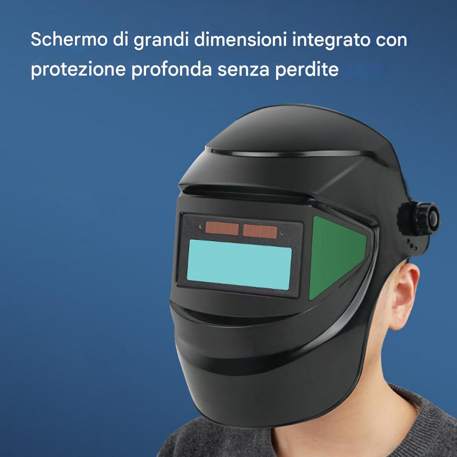 Casco Saldatura Autooscurente Solare - Maschera Protezione Con Lenti Variabili Grigio