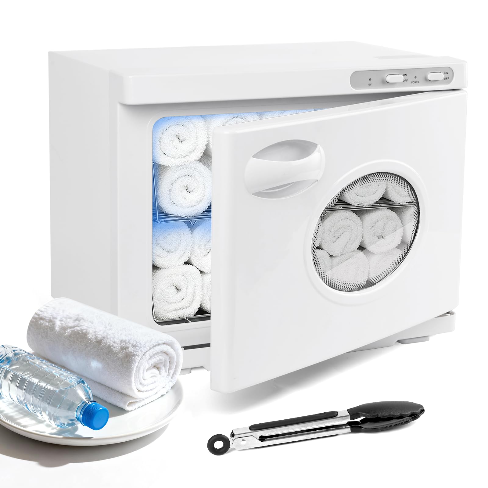 Scaldasalviette da 23 l, con lampada UV, 3 in 1 Towel scaldasalviette elettrico con finestra per spa, massaggi, salone e cura delle unghie, bianco