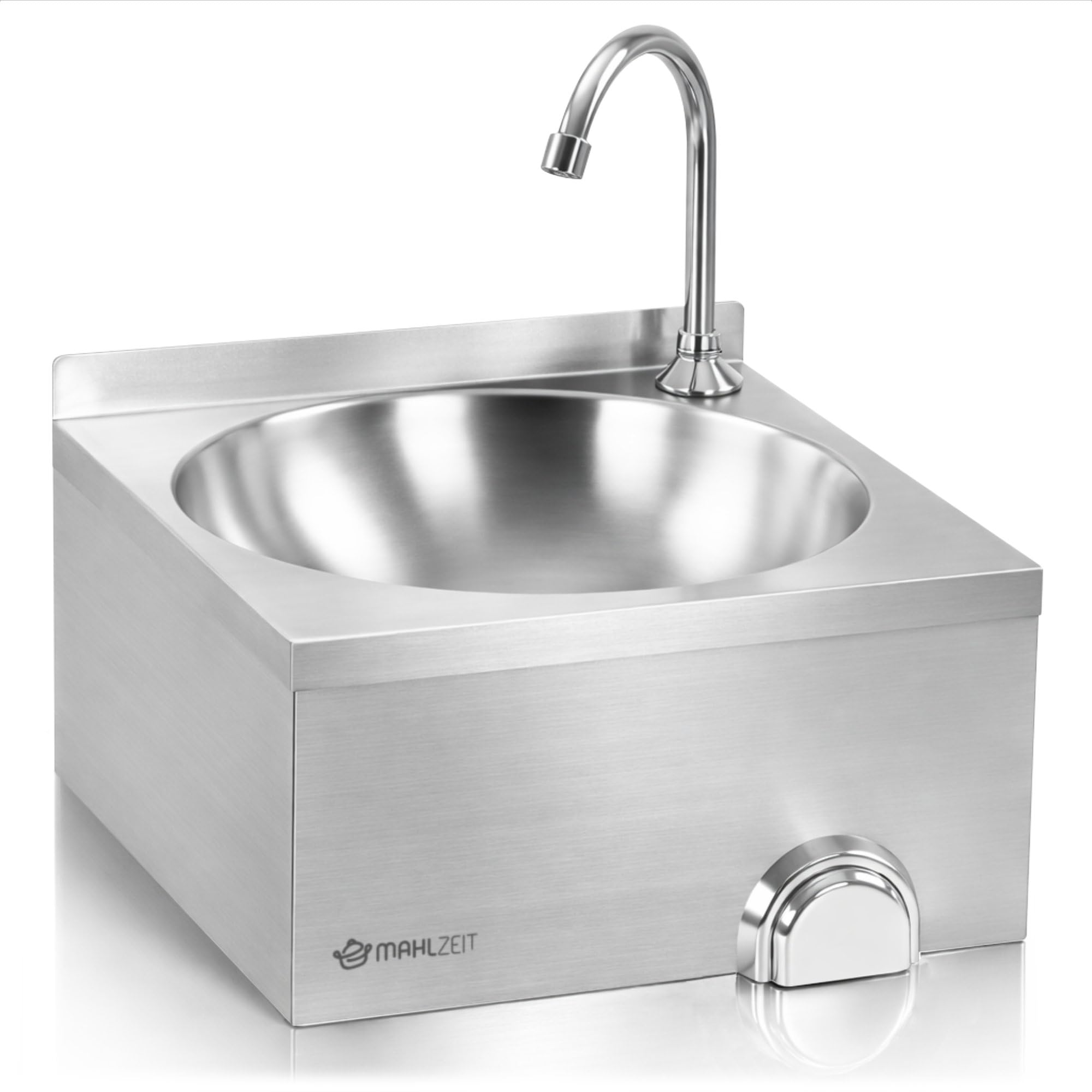 Mahlzeit Lavandino in acciaio inox con azionamento a ginocchio | Lavello per ristoranti, lavandino industriale, lavandino a parete per la ristorazione | Lavandino industriale a parete, lavello in