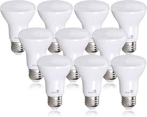 Bioluz LED Paquete de 10 bombillas LED BR20 de 6 W 50 W, 3000 K, blanco suave, 90 CRI, regulables, con certificación UL, Título CEC 20, 540