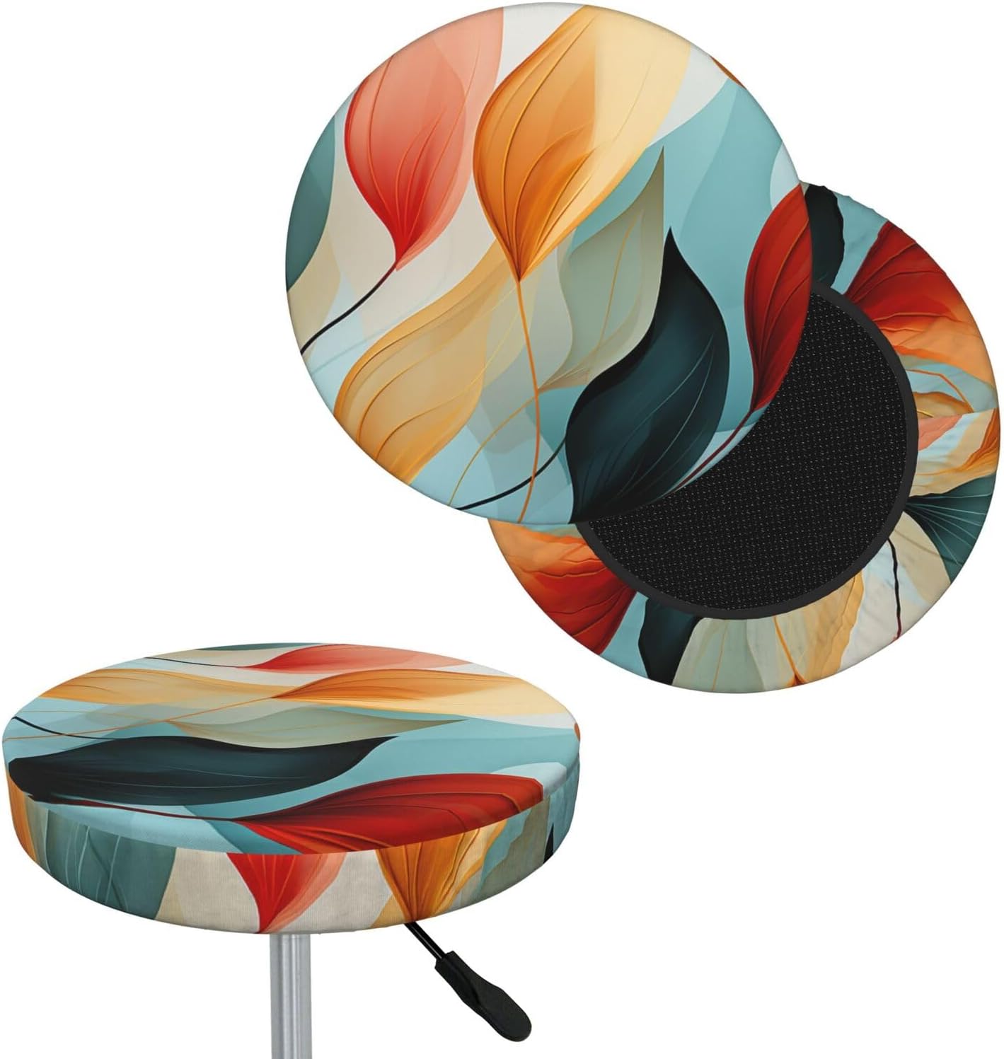 Bar Stool Cover Round Elastic Stool Cushion Covers Mid-Century Modern Style Bar Chair Cover Washable Stool Cushion Slipcover Stretch Stool Seat Covers for 12-14 Inch Chair