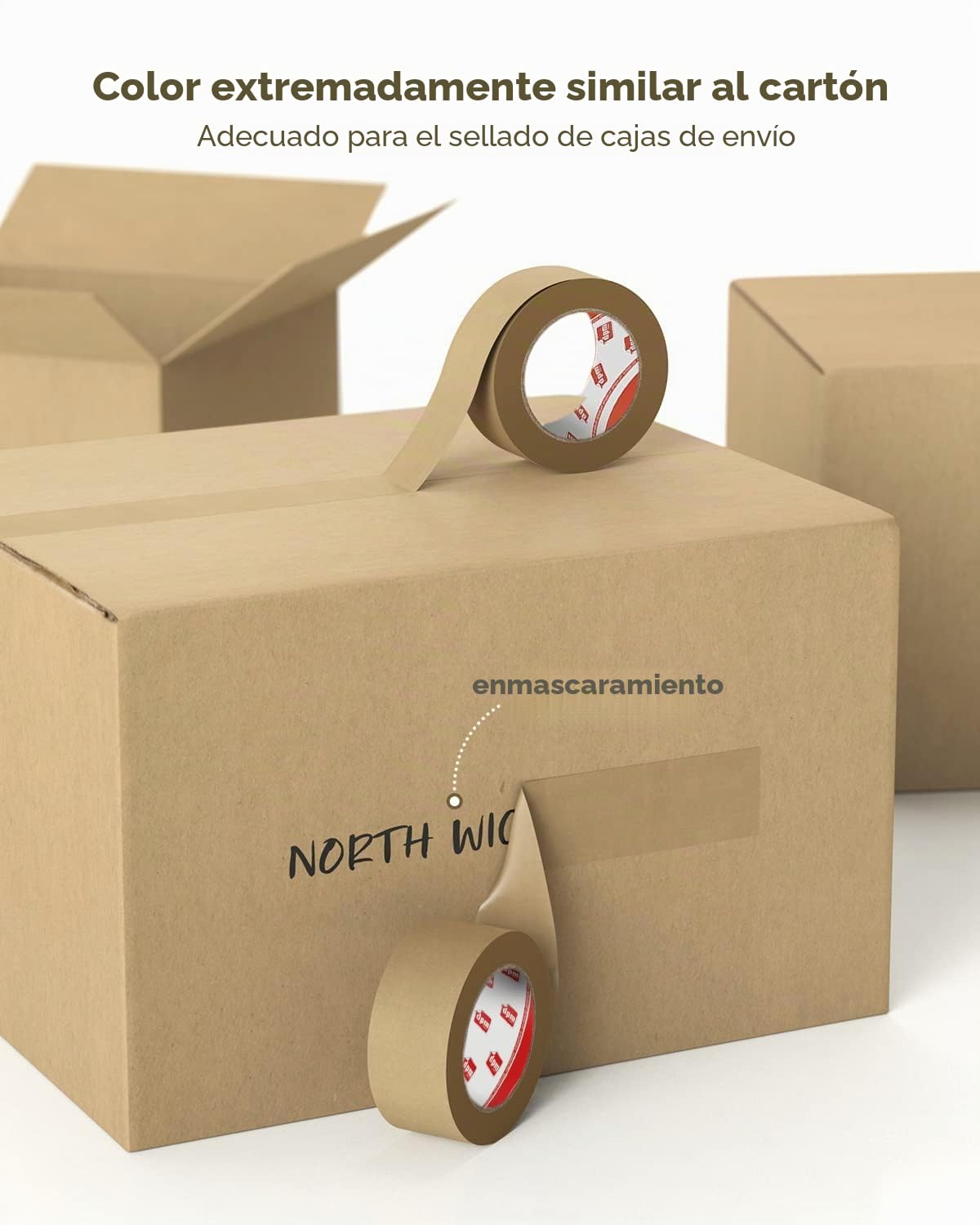 Dpm tapes - Cinta Adhesiva Ecológica De Papel, Resistente Al Envejecimiento, Imprimible, Mudanzas, Paquetes, Bricolaje, Silencioso y Fuerte Adhesivo (6)