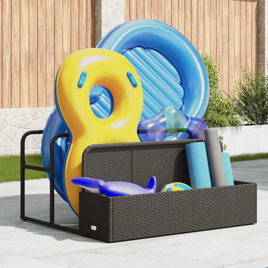 Solivagant Pool Aufbewahrungsbehälter Schwarz 110x100x57 cm Poly Rattan, Haushaltsbedarf,Aufbewahrung Ordnungssysteme, 9.8 kg-4104088