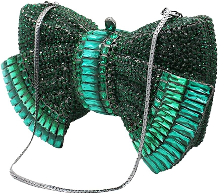 DJBM Sweet Bow Rhinestone Crystal Evening Clutch Diamond Evening Bags Purses and Handbags for Women Formal Party Wedding