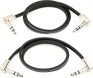 Ernie Ball Flat Ribbon Stereo Patch Cable 2-Pack, 24in Black (P06406)