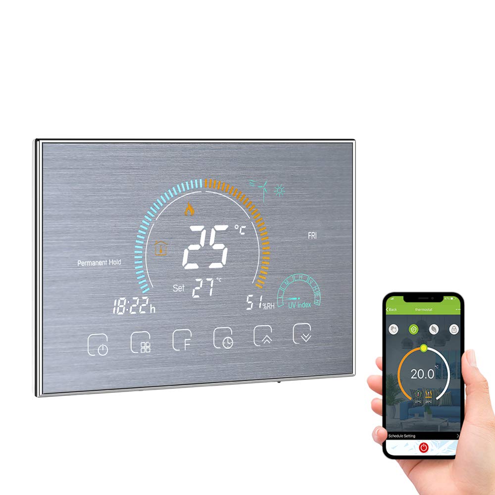 Matybobe Thermostat Floor Heating, Thermostat Heater Programmable Touch Screen LCD, Wi-Fi Smart for Water Heater Thermoregulator with Backlight 95-240V