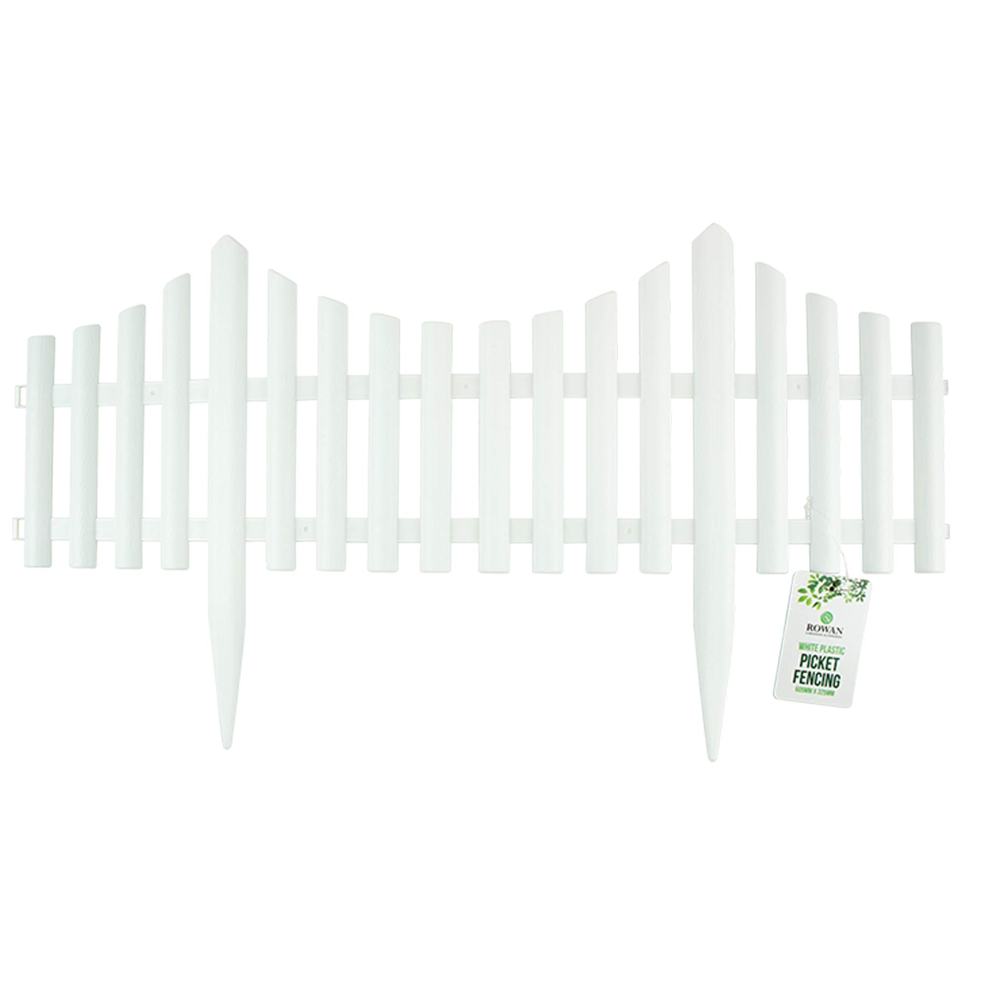 Urbnliving White Picket Or 24 Plastic Garden Fence Border Pathway Markers In 2 Designs, Classic Or Decorative Fleur De Lis (24, ) Size 12