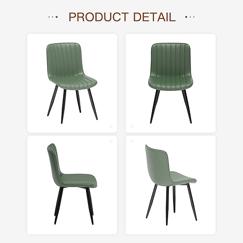 Miniatura 8 de Juego de 4 sillas de comedor tapizadas de piel sintética sin brazos con patas de metal, sillas de comedor modernas para sala de estar, comedor,