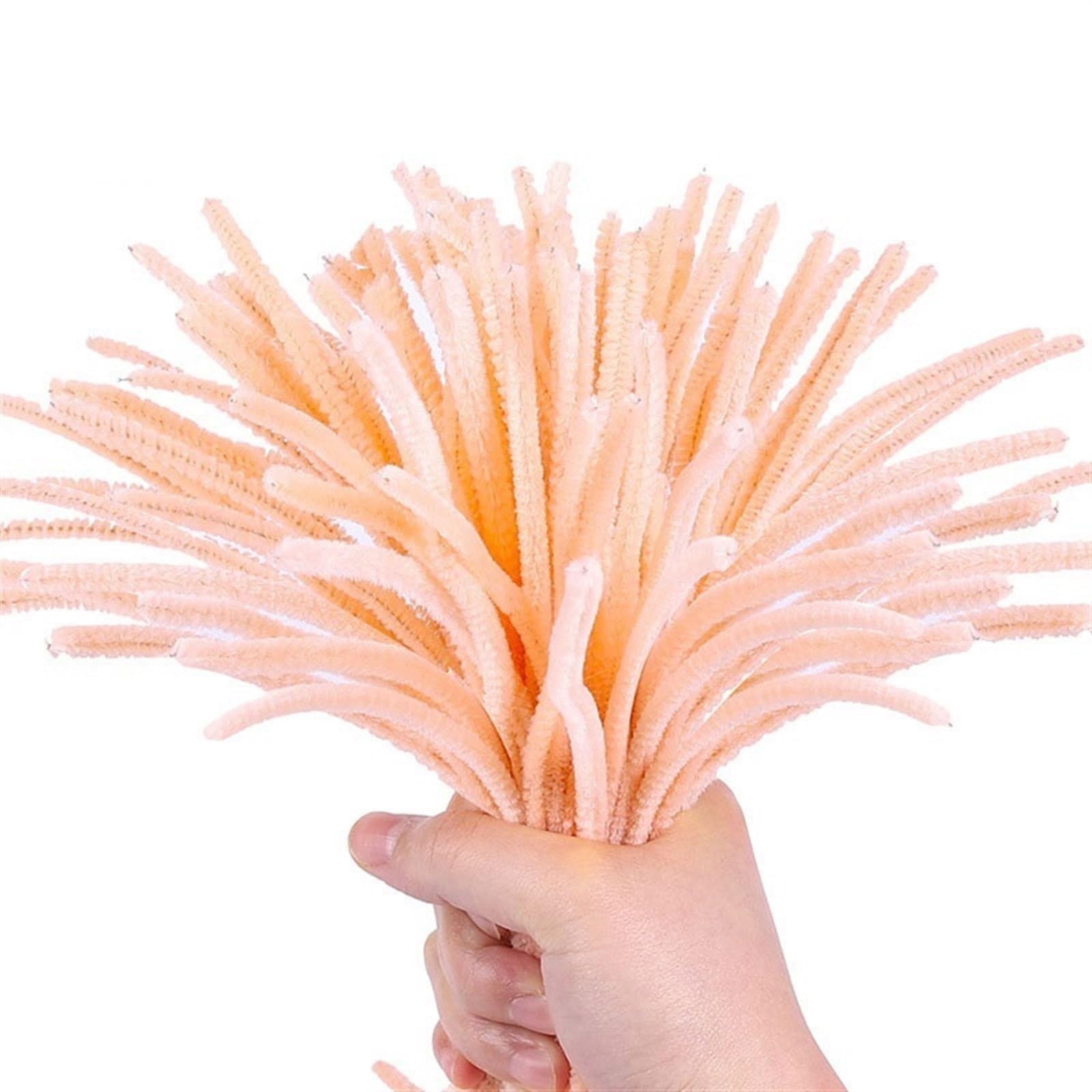 Fil Chenille 20/50/1000 pièces bricolage enfant créatif en peluche Chenille bâtons tige tuyau nettoyant artisanat accessoires(Macrn champagne,500pcs)