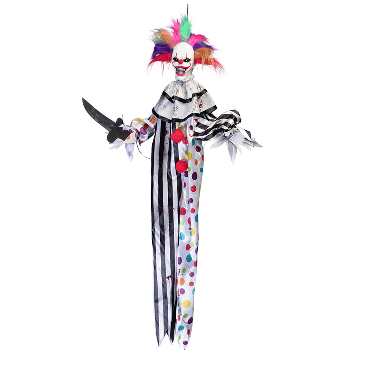 Boland Multicolor Hungry Clown Animated Hanging Prop 120 Cm – Halloween Decoration With Light, Sound & Motion – Scary Interactive Clown Prop For Haunted Houses, Horror Parties And Creepy Displays