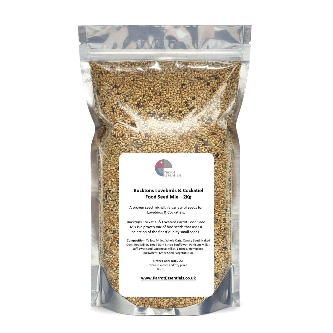 Small Parrot Seed Mix Ideal for Cockatiels, Lovebirds & Parakeets - High-Energy, Digestible Parrot Food for Small Birds - 2Kg
