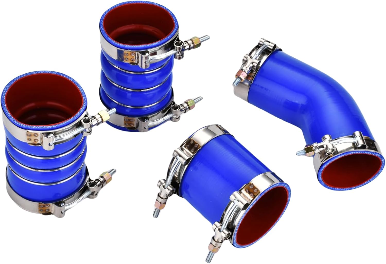 Turbo Intercooler Boots Clamp Kit Intercooler Hose Compatible with Ford F250 F350 6.0L Diesel Powerstroke 2003-2007 with T-Bolt