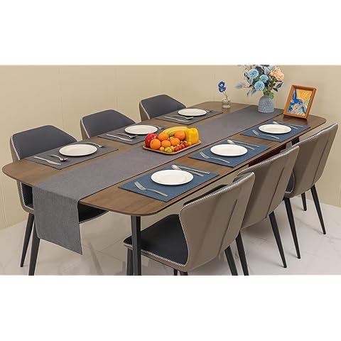 Banchif Textile Burlap Linen Placemats Dual-Sided Placemats Set of 6 and 72inch Faux Linen Table Runner Cover