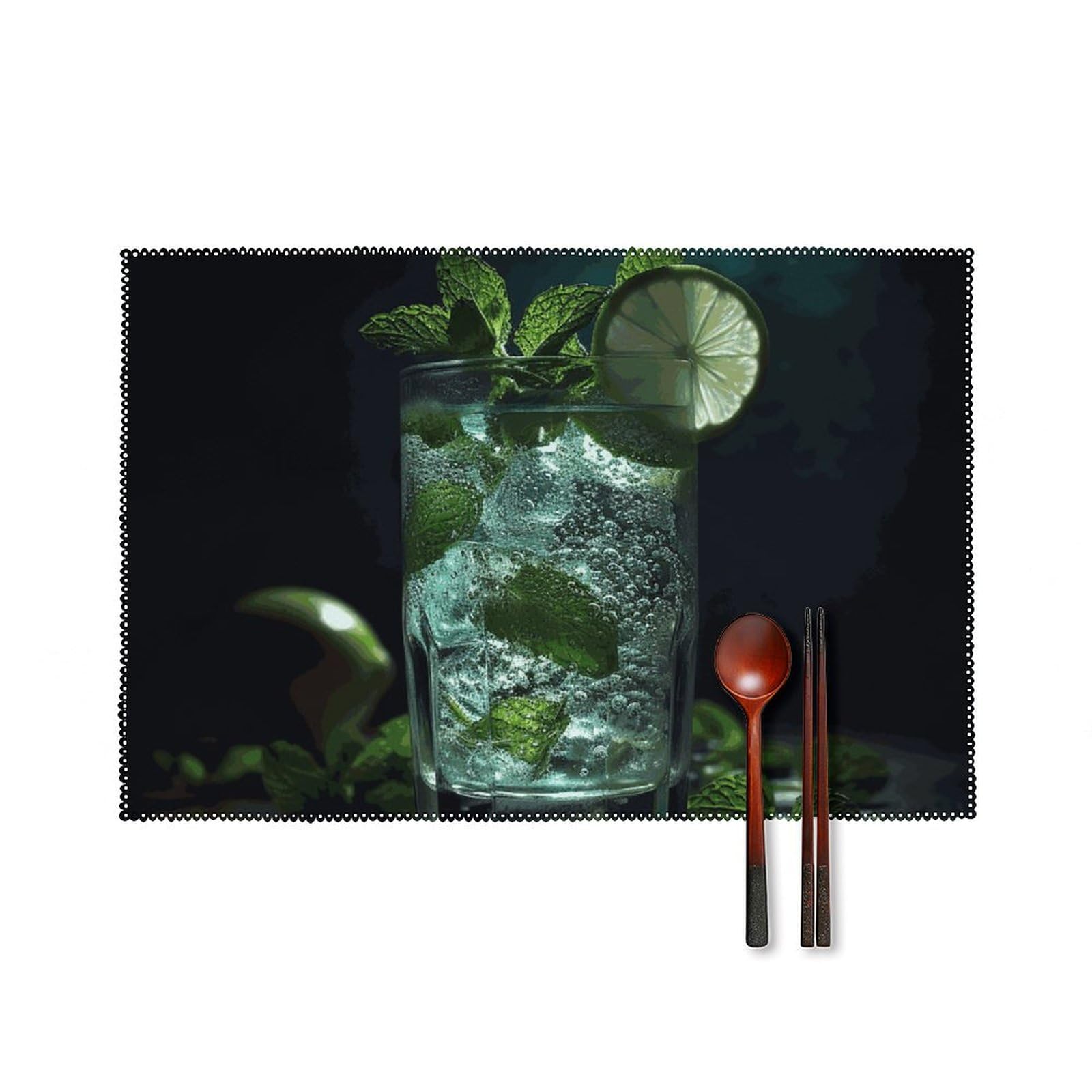 Sets de table en toile mojito抗热 tapis de table rectangulaires